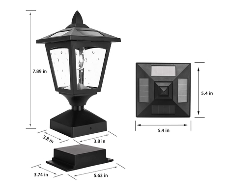 Waterproof IP65 Outdoor Solar Post Light For Yard Lawn Driveway Walkway