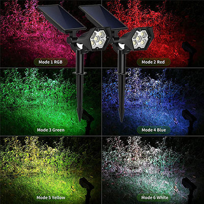 DC6V 3000K Solar Panel Spotlight Integrated , 2600mAh Solar RGB Garden Lights